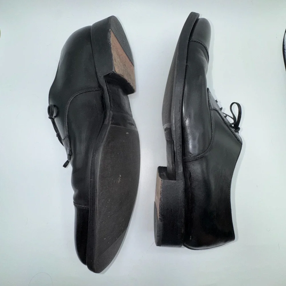 Salvatore Ferragamo Mens Oxford 9 Wide Black Leather Cap Toe Lace Up Dress Shoes